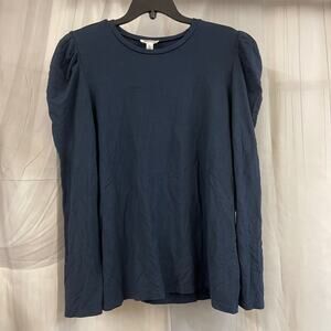 Carolyn Mirand The Drop Puff Sleeve Long Sleeve Top Navy XL